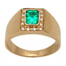 Colored Gemstones Rings-DIA/EMERALD 1.65CT 14KT/YG 