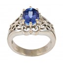 Colored Gemstones Rings-DIA.10CT TANZENITE 2.00CT 14KT/WG
