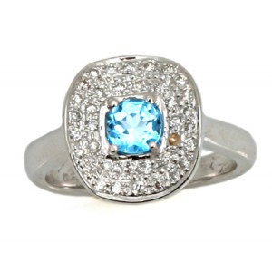 Colored Gemstones Rings-DIA .20CT TOPAZ 14KT/WG