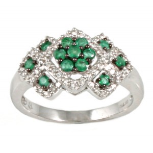 Colored Gemstones Rings-DIA/EMERALD 18KT/WG