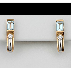Diamond Earrings-DIA/AQUAMARINE 14KT/WG