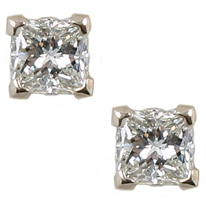 Diamond Stud Earrings-1.08CT/TW 14KT/WG